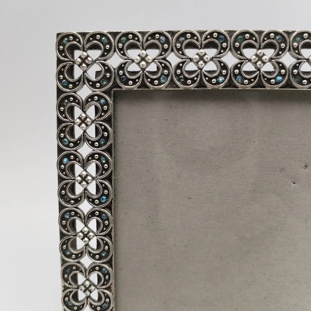 Elsa L Silver Metal‎ Filigree 5x7 Picture Frame Vintage Hollywood Regency Style